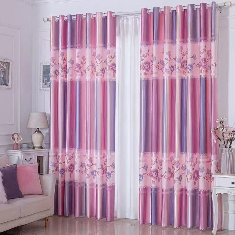 YL-37018 digital printed fabric shower curtain waterproof thick bathroom hook partition curtain