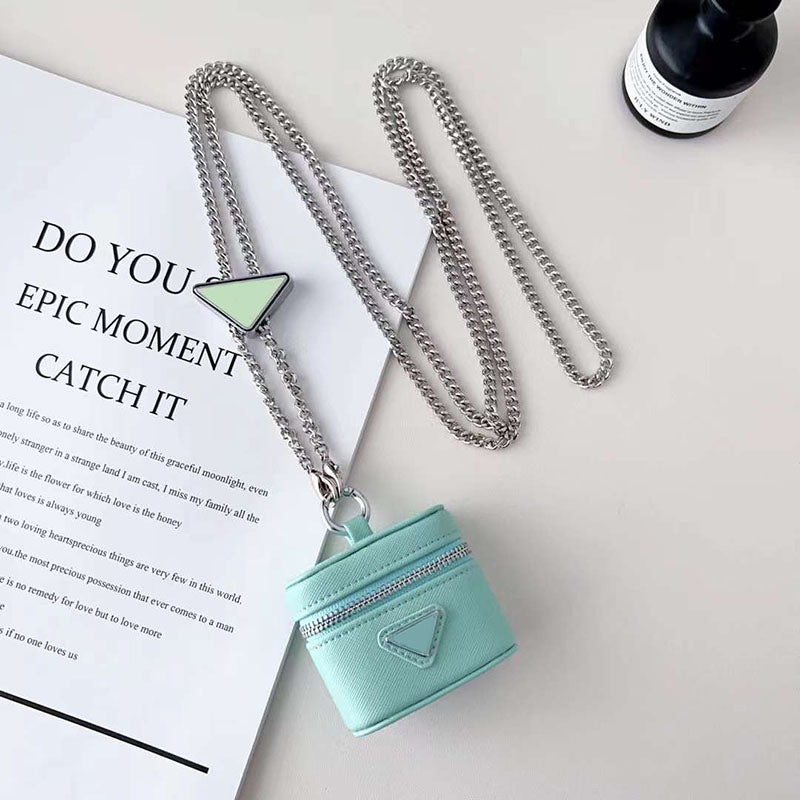 Universal Designer Earphone Accessories Case for Apple AirPods 1 2 3 4 Pro EarPods TWS Earbud Luxury Leather Chains Crossbody Necklace Box Headphone