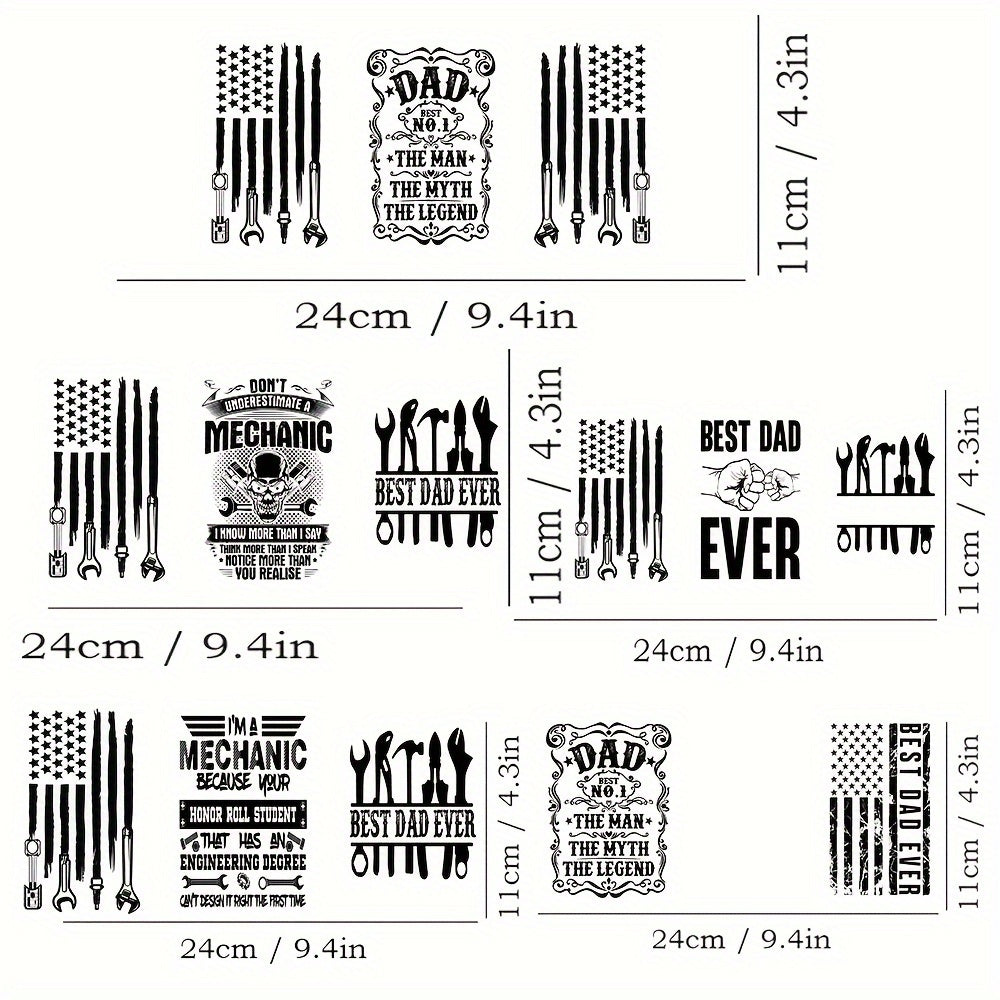 TEMU 5pcs-set Dad Father's Day Uv Dtf Cup Wraps Decals Printing Self-adhesive Stickers Dtf Transfer Sticker For 16 Oz Glass Can Wrap, 3d Waterproof