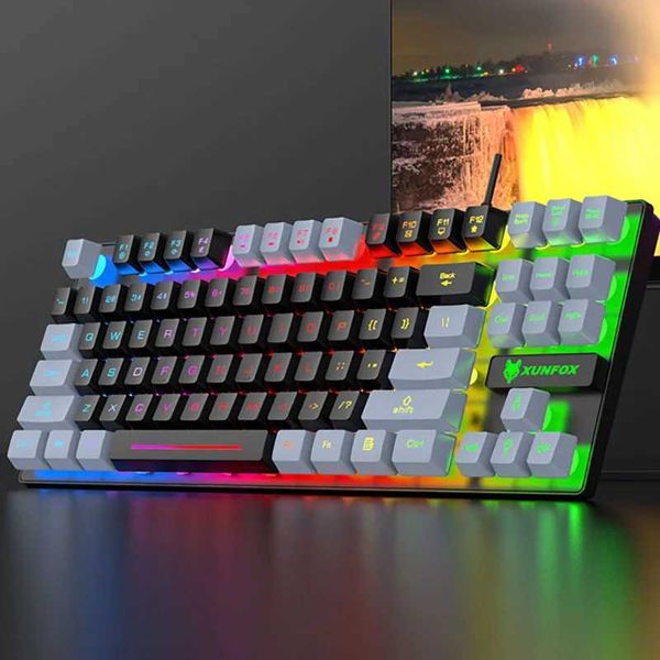 K10 87 Keys LED Luminous Keyboard He Gaming Keyboards USB Wired Backlight Desktop Cputer Keyboard Off AccessoriesT250109