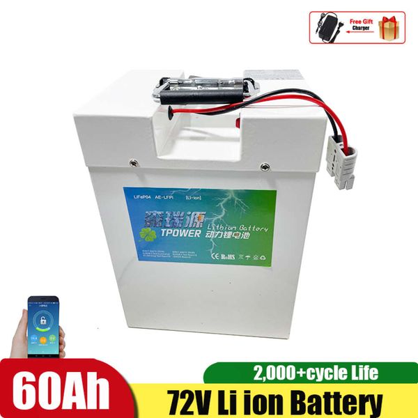 72V 60Ah Battery Pack Lithium Li Ion With BMS Bluetooth APP for Scooter-Electric Motorcycle +84V 10A Charger