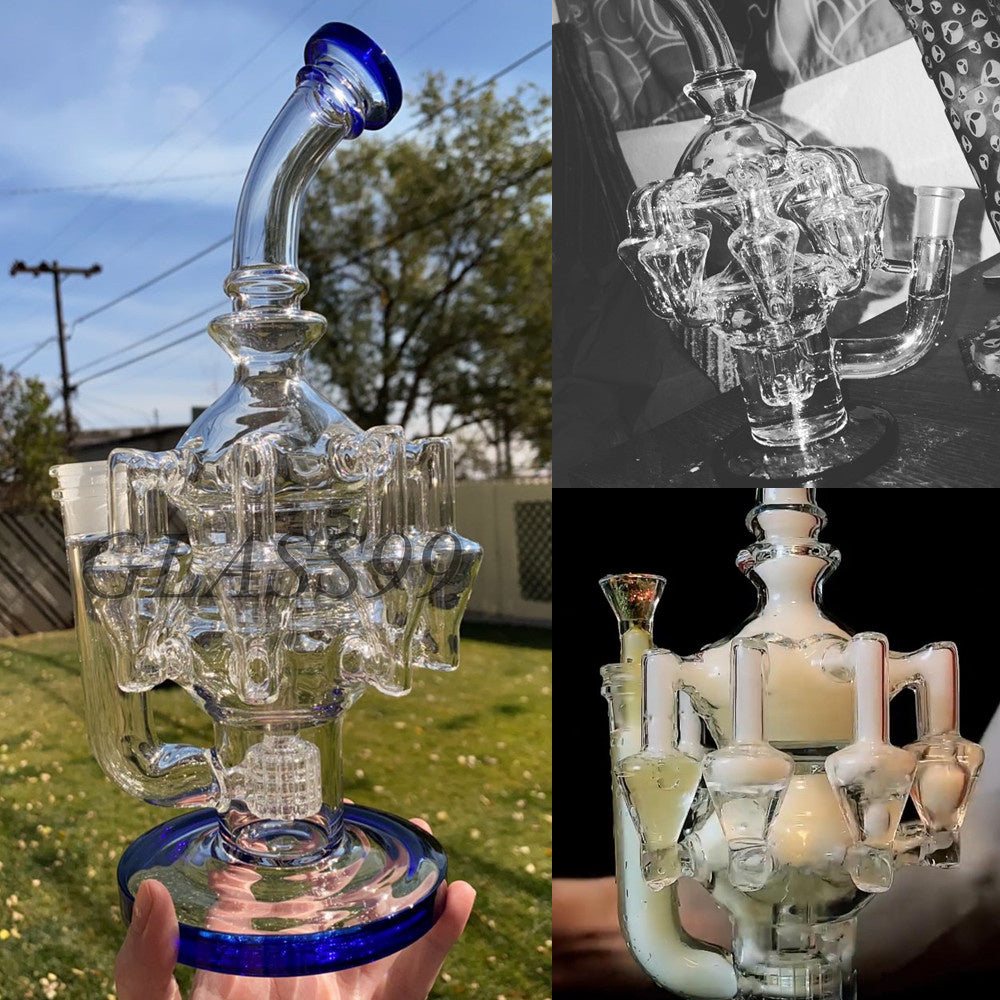 Stereo Matrix Perc Glass Hookahs Recycler Bong Bubbler Dabber Oil Rigs Diffused Showerhead Backflow Water Pipes with 14mm Joint
