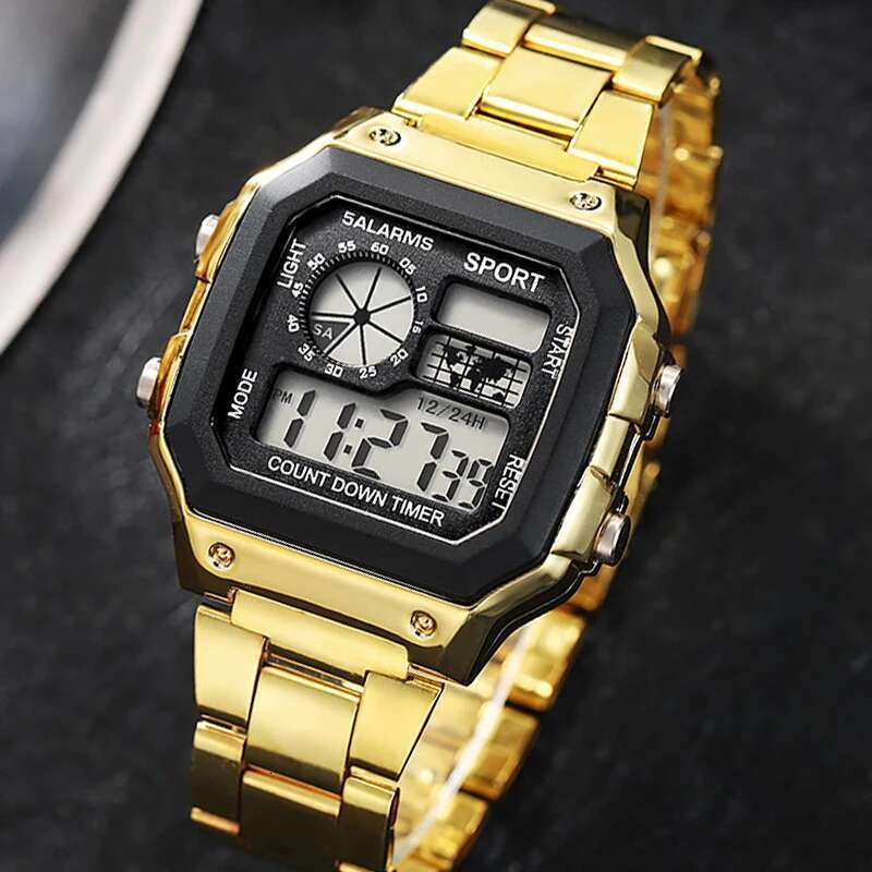Digital Watches For Men Sports Waterproof Bracelet Clock Gold Electronice LED Wristwatch Man Casucal montre homme relogio