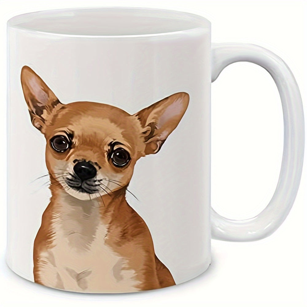 TEMU 1pc, Dog Lover Mug - 11oz, Insulated For Drinks, Perfect Gift For Pet Owners, Ideal For Coffee, Tea, Water - Hand Wash Only, Cute Head Chihuahua