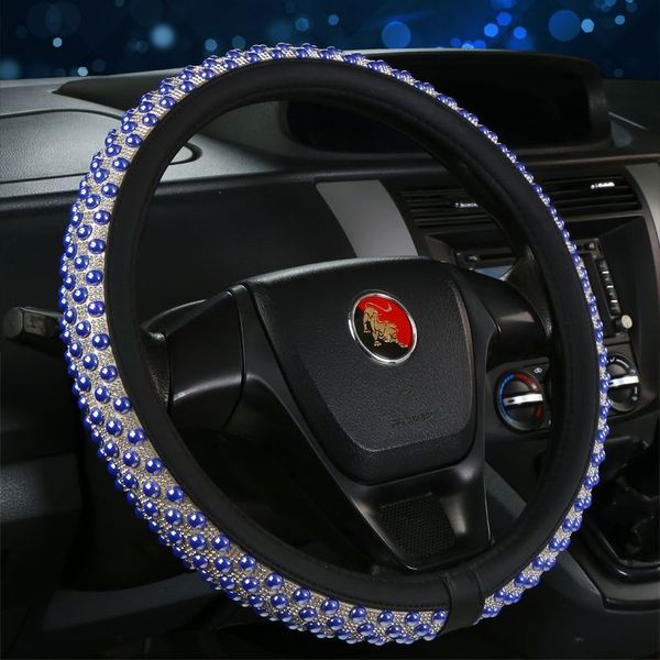 Car steering wheel cover, men&#039;s and women&#039;s ice silk handlebar cover, creative dia inlaid sweat absorbing, all season universal, s