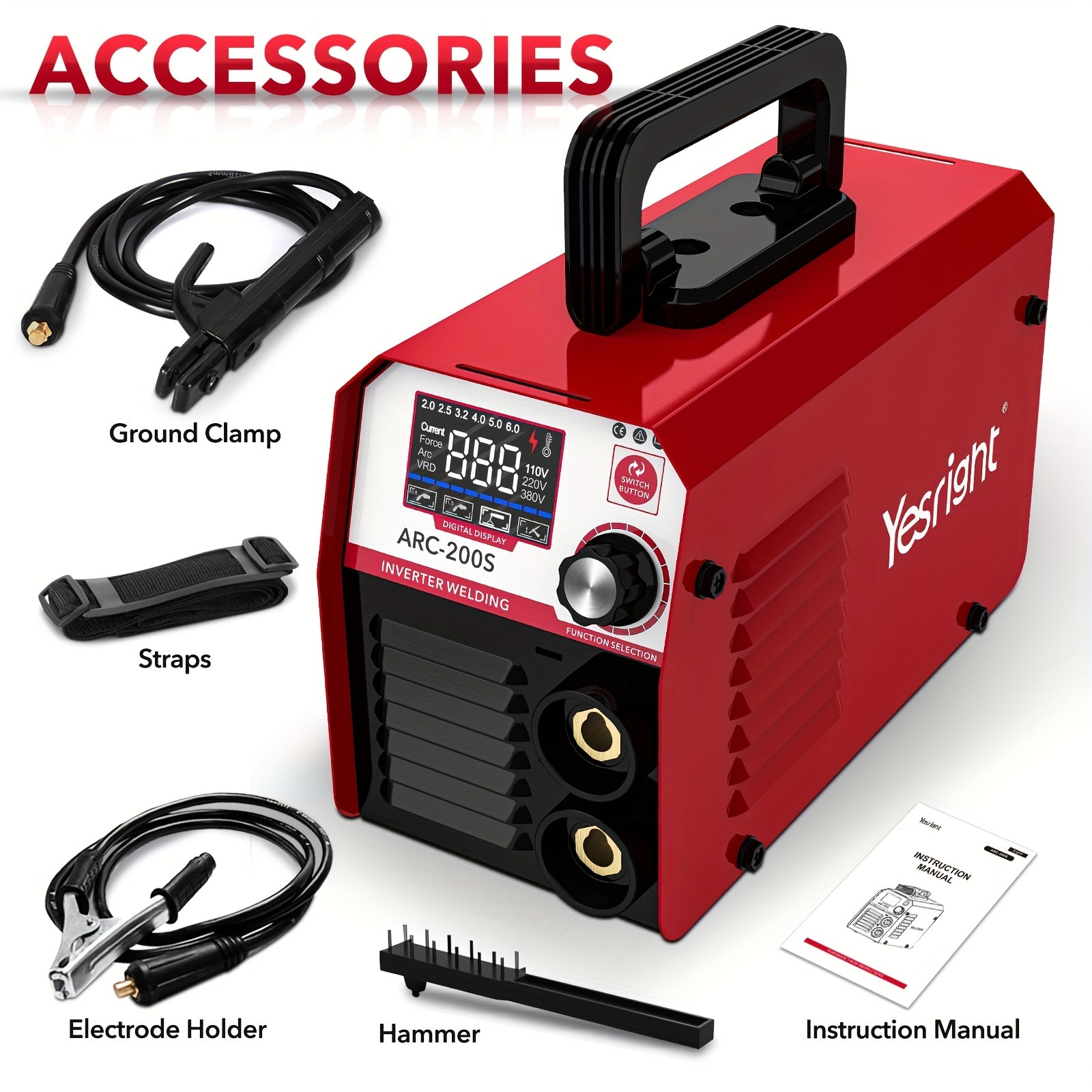 TEMU Stick Welder Machine 225a Mma Welding Machine, 110v-220v Portable Arc Welder Machine, With Igbt Digital Display Hot Start For Repairs Home