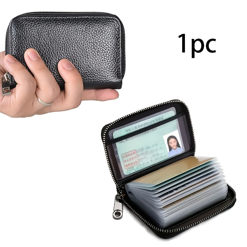 TEMU 1 Black Leather Card-wrapped Wallet With Multiple Slots To Store A Of Cards, Waterproof And Durable, For Everyday Use, Wallet Card Holder