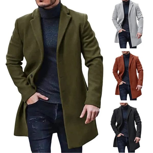 Male Streetwear Jackets Mans Solid Color Casual Outerwear And Coats Single Breasted Lapel Wool Mens Jacket For Spring Winter 241214