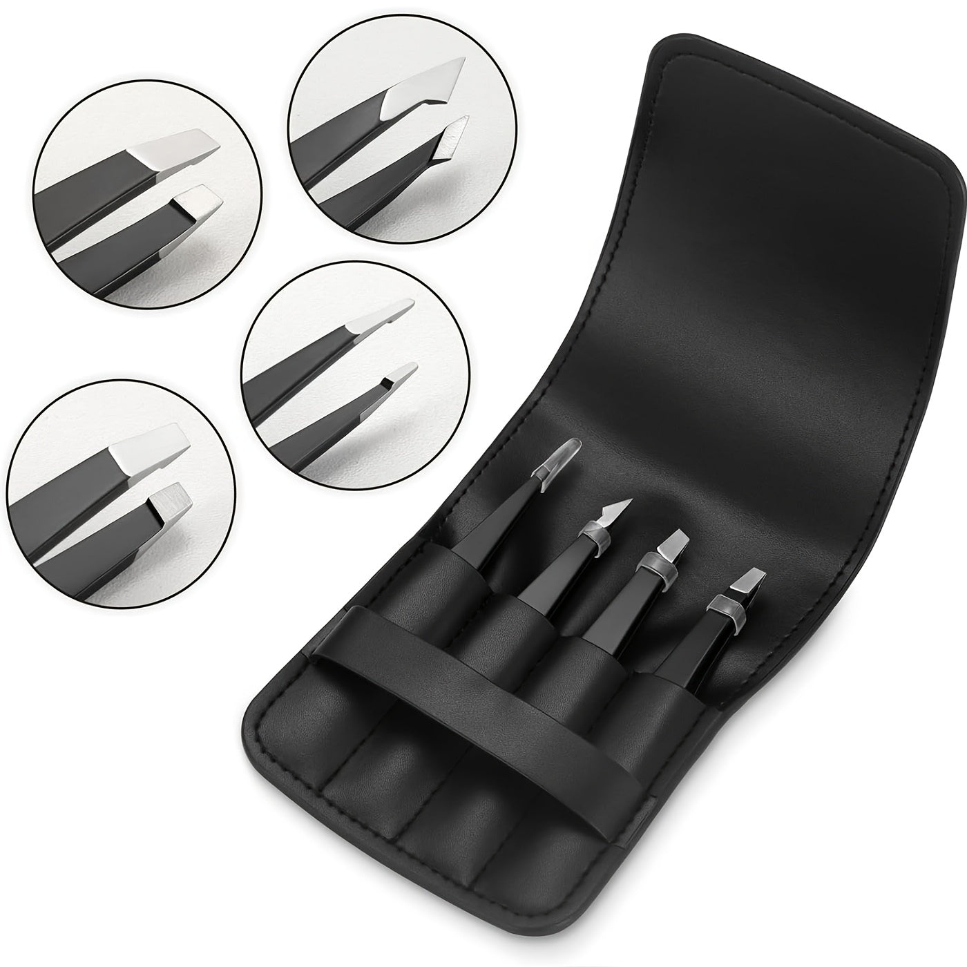 TEMU 4pcs Professional Stainless Steel Tweezers For Eyebrows - For Facial Hair, And Ingrown Hair Removal