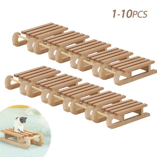 Mini Simation Snow Sled 1-12 Wooden Sleigh Desktop Craft Christmas He Decor Crafts Doll House Accessories 1-10PcsT250115