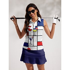 Women's Golf Polo Shirt White Sleeveless Top Ladies Golf Attire Clothes Outfits Wear Apparel