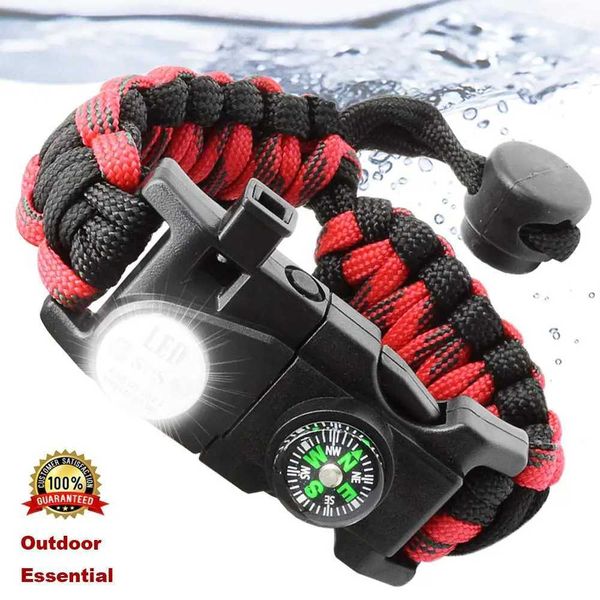 Outdoor Survival Wristband Paracord Bracet Waterproof SOS D Light ergency Knife Whist Compass multi tools Camp EquipmentXJ241216