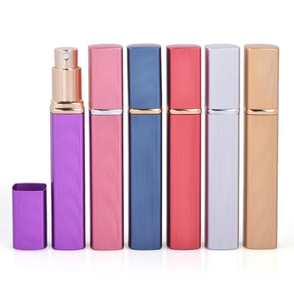 12ML Square Tube Glass Perfume Bottle Press Spray Bottle Travel Portable Empty Cosmetic Bottles 7 Colors