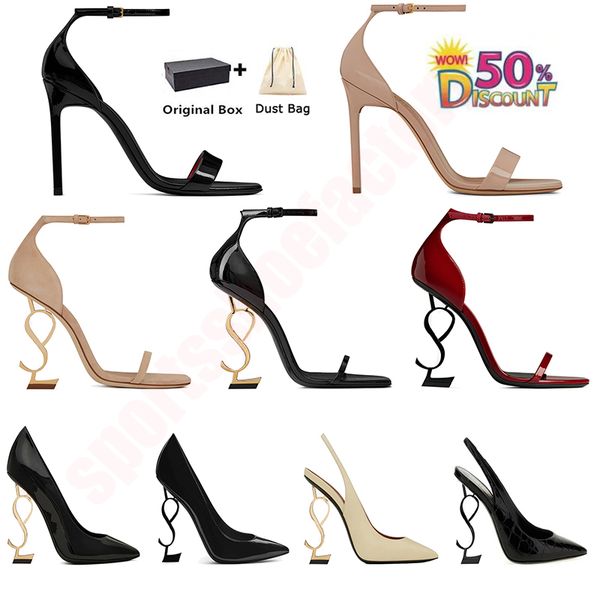 2024 Designer Sandals High heels Luxurvs Designer Shoes Heels Paris Dress Classics Women 10cm Heels Black Golden Gold Wedding Bottoms With B