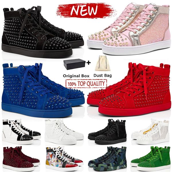 Com caixa Itália Red Dress Shoes Men Women Designer Sneakers High Top Boots Black White Luxury Plataform Men feminino Treinadores XY1018