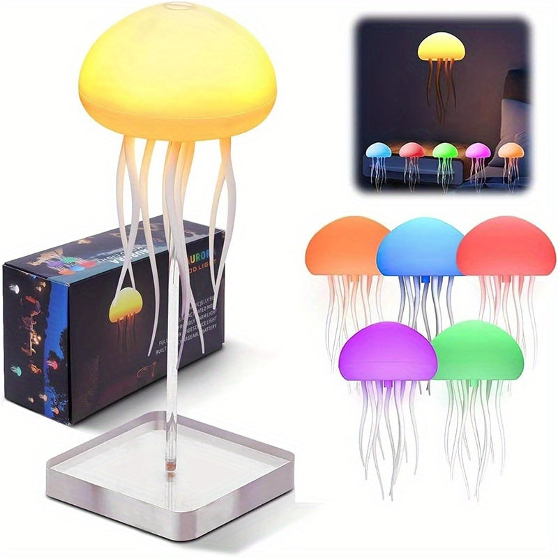 TEMU Voice Activated Jellyfish Lamp Creative Jellyfish Lamp - Gradient Voice Activated Floating Intelligent Home Desktop Sensing Atmosphere Night