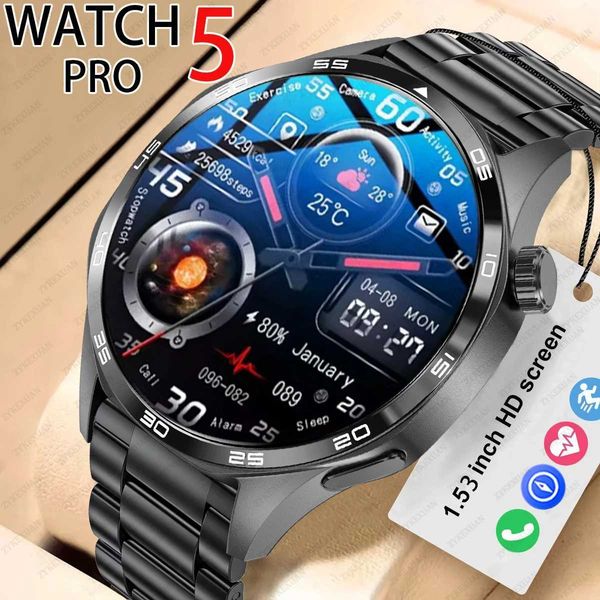GT5 Pro BT Call Smart Watch Men For 1.53 AMOLED Screen Heart Rate Monitor NFC IP68 Waterproof GPS Sport Smartwatch T241213