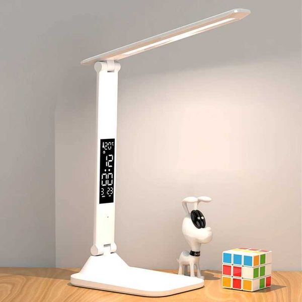 LED Desk Lamp Rechargeable With Alarm Clock Thermometer Dimmable Touch Foldable USB Charging Table Lamp Battery Night Light NEW B240904
