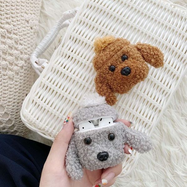 ddmygifts Suitable for Pro protective case, wireless Bluetooth 2nd generation earphones, cartoon plush teddy dog silicone cover A