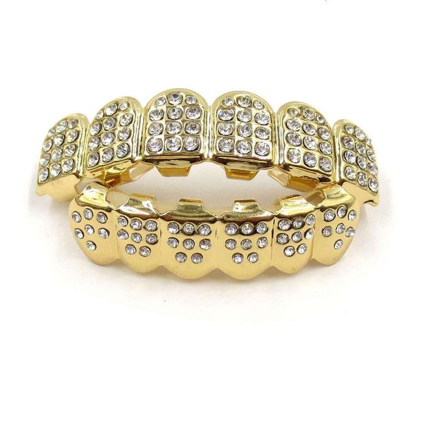 HIPHOP Hip Hop Teen Grills Decorative Plated Dia Gold Tooth Set