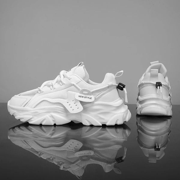 Mens summer breathable mesh thick sole high heels suitable for teenagers and students casual version white shoes outdoor fashion deodorant s