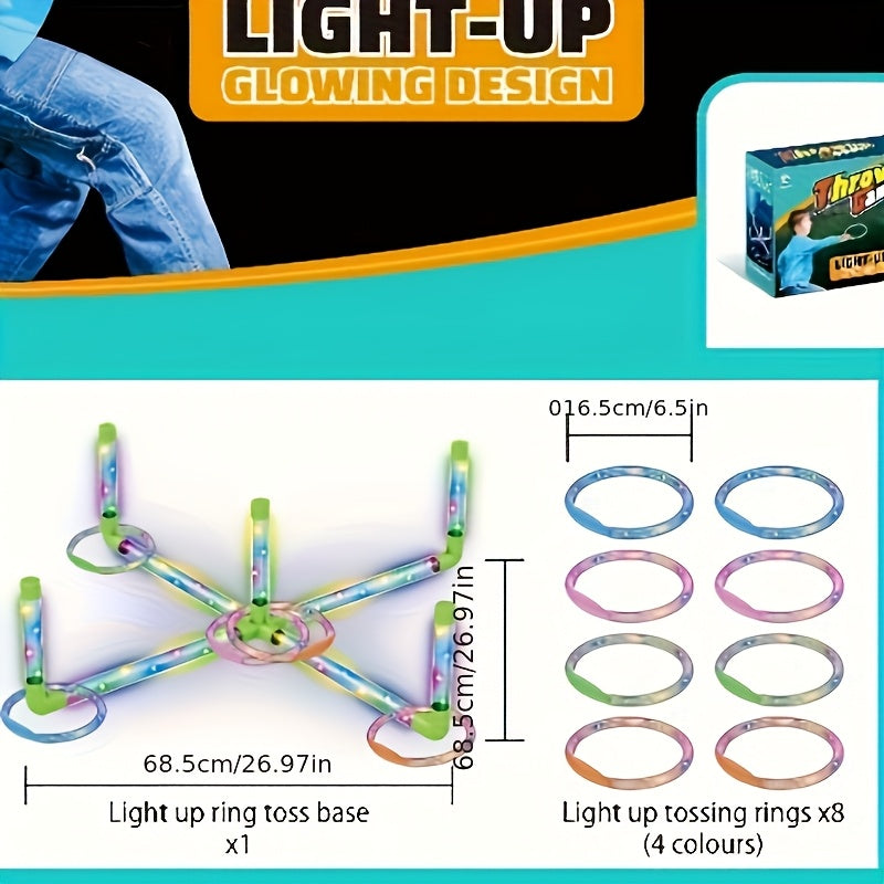 TEMU Glow Ring Toss Led Ring Toss Outdoor Game Lawn Games For Family & Parties, For Kids, Indoor & Outdoor Educational Puzzle, Fun Competition For