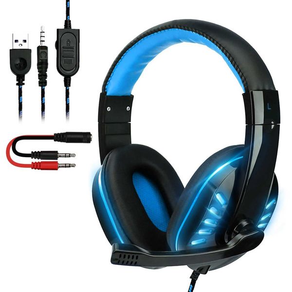 Super long cable game headset gaming light-emitting headset support voice with microphone for PC computer headset M240729
