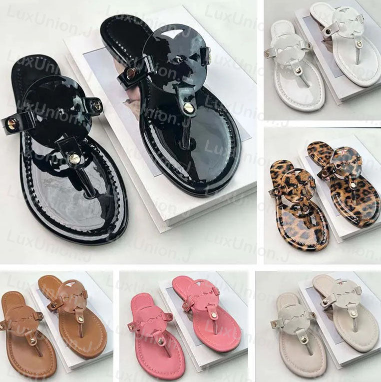 Designer Sandals Woman Famous Slippers Slide Charm Sliders Black Brown Nude Leather Plat-Form Womens Burches Shoes Summer Beach Flip Flop Casual Sli