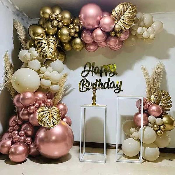 128Pcs Balloon Garland Arch Kit Rose Gold Metallic Latex Balloons Anniversary Birthday Wedding Party Decoration Baby Shower Y250120