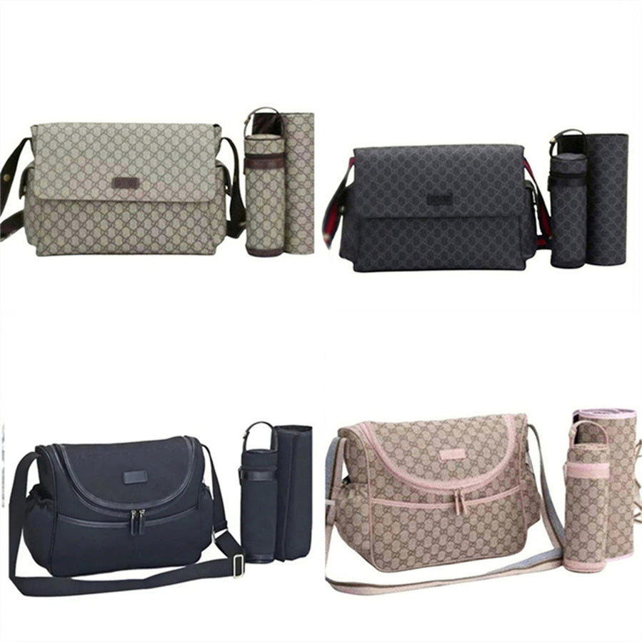 Designer Diaper Bags Luxury Waterproof Mom Backpack Baby Care Mummy Tote Bag Large Capacity Travel Handbags Large Capacity Mat Bottle Holder