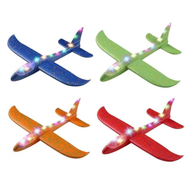 LED Foam Plane Hand Throw Glider Model Childrens Outdoor Educational Toy Sport Glowing Toy Childrens Gifts For Boys And Girls
