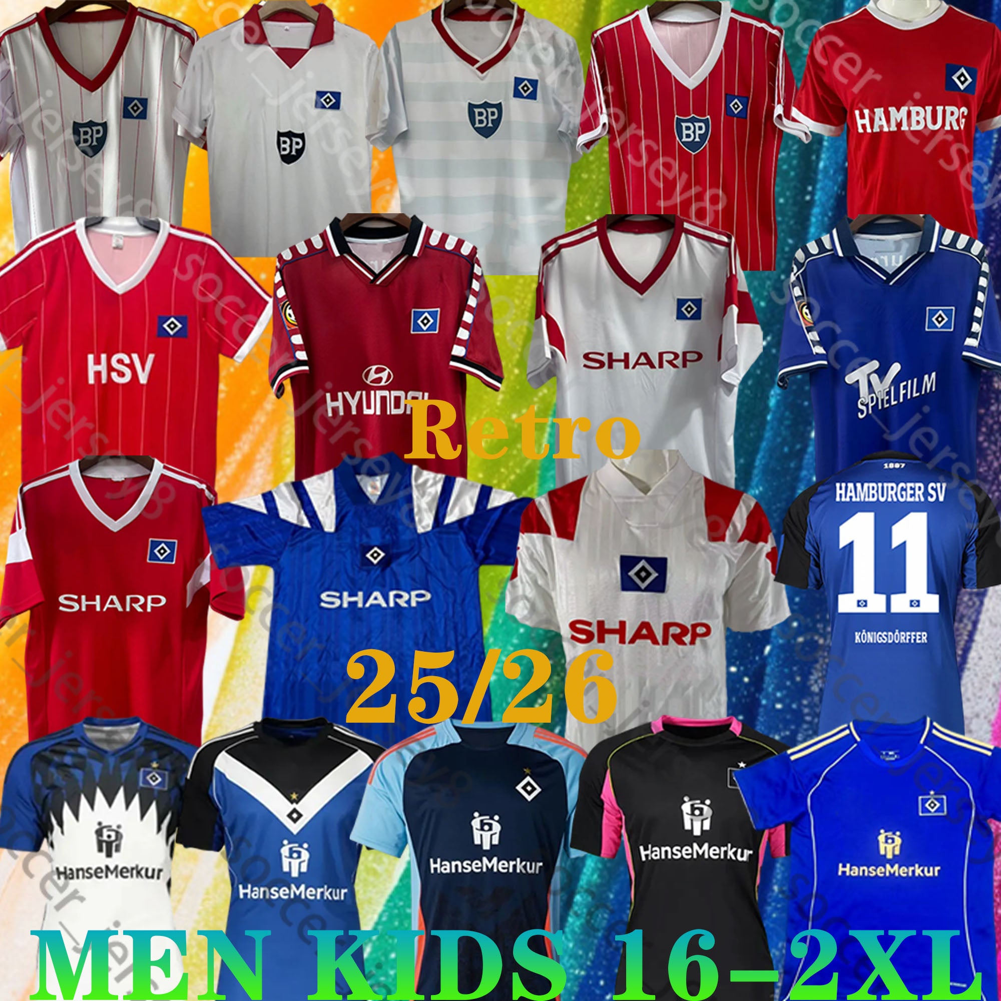 25 26 Hamburger SV Soccer Jerseys Retro 1983 84 88 74 75 Home DOMPE REMBERG GLATZEL 2025 2026 Football Shirts Kids kits HSV JATTA STANGE REMBERG SCH
