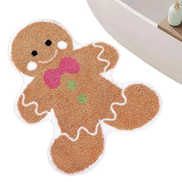 Gingerbread Kitchen Rugs Christmas Doormat Floor Mat With Gingerbread Man Non-Slip Bath Mats Doormats For Indoor Bedroom Front 241009
