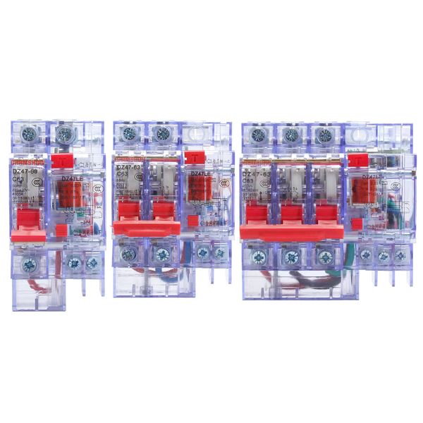 Slim Design DZ47 LE Mini Circuit Breaker - Clear Housing, Anti-Leakage Functionality & 63A Ratings, Suitable for Domestic Installations