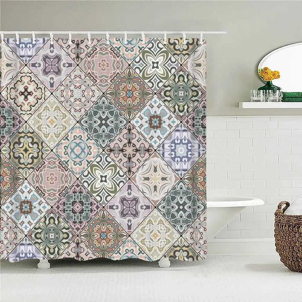 Bohemian 3D Shower Curtain Indian Mandala Flower Green Blue Chic Color Modern Pattern Bathroom Fabric Home Decor Shower Curtain M240824