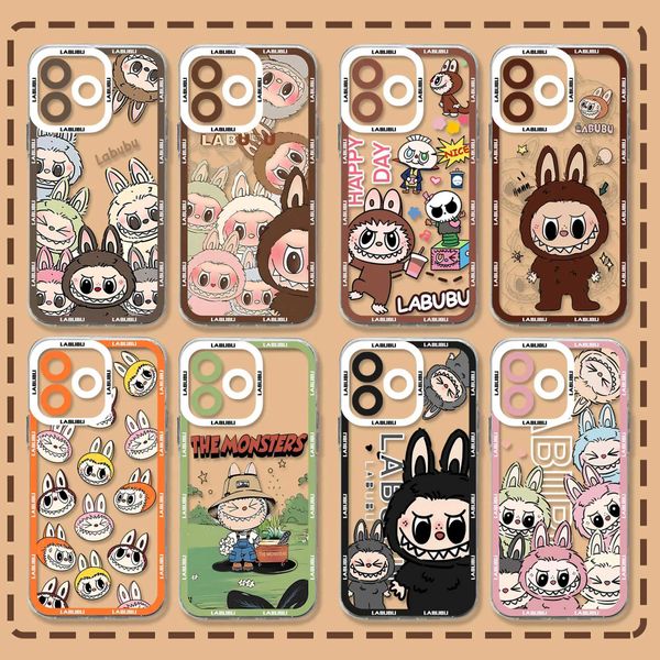 New Cute Doll LABUBU Phone Case Suitable for iPhone 16 15 14 13 12 11 Mini Pro Max X XR XSMax 7 8 Plus SE20 Transparent Cover M241209