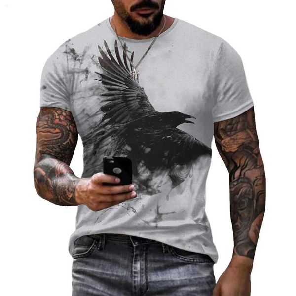 Crow Bird Giraffe 3D Impresso Summer Mens O-Gerada Camiseta Casual Casual Mangas curtas T-shirt Top Top T-Shirt Mothirt Clothing M250108