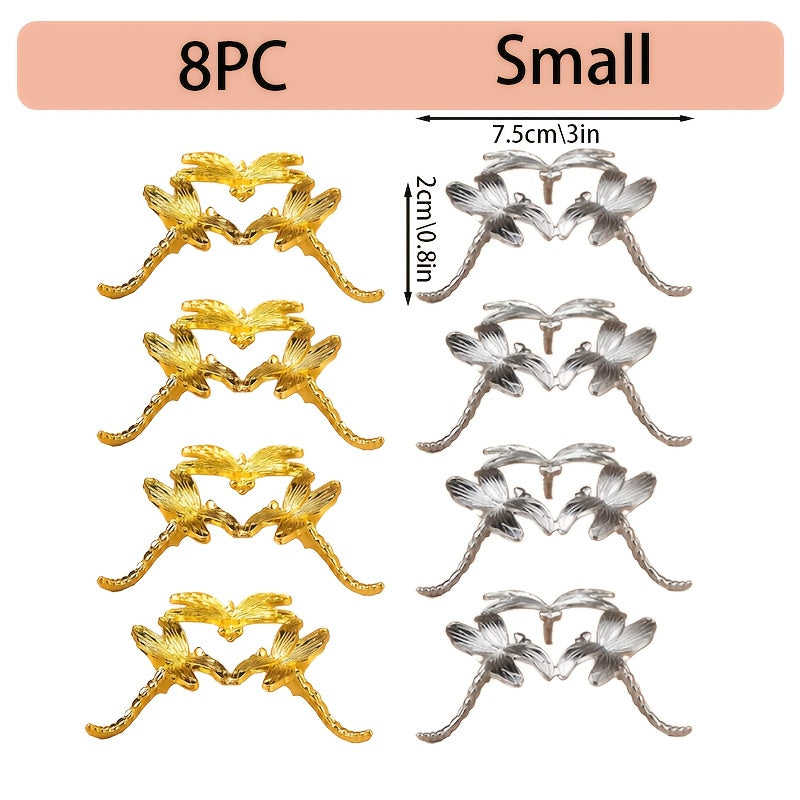 TEMU 8pcs Metal Dragonfly Crystal Display Bracket For Displaying Crystal Balls, Natural , Suitable For Living Room, Bedroom, Office Desktop, Display
