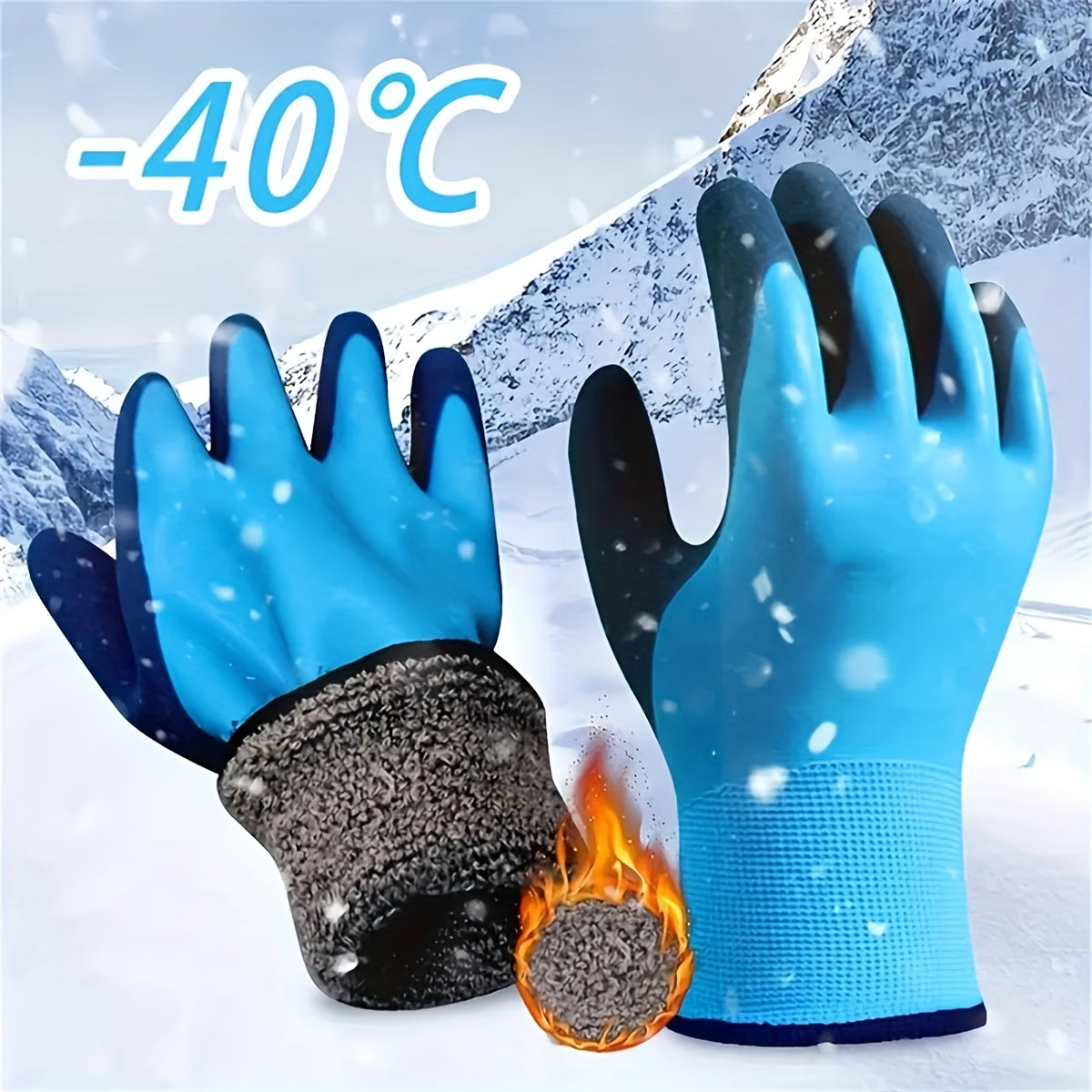 TEMU 1 Pair Men's Winter Gloves, Durable Polyester, , Fabric, Hand Washable, Suitable For Cold Weather And Low Temperature Fishing