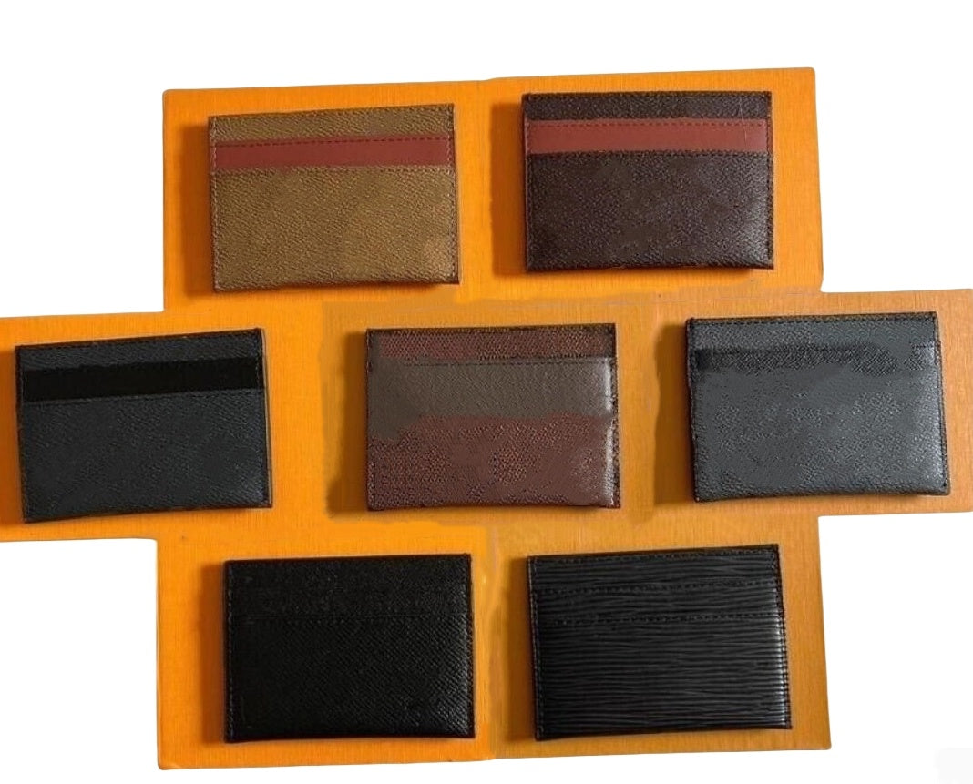 Genuine Leather Card Holders Credit Card Holder Wallets Holders Classic Men Women Mini Small Wallet Slim Bank Cardholder With Box Total 5 Cards Slot