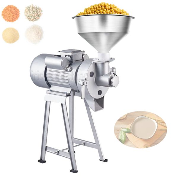 Electric Grain Mill Grinder Commercial Grinding Machine for Dry Grain Soybean Corn Spice Herb Coffee Bean Crusher Pulverizer 2200W