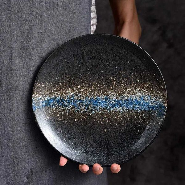 6 Inches 8inches Japanese-style Tray Dish Creative Circar Dinner Ceramics Disc House Dessert Dish Restaurant Steak Fruit Plates Y250208