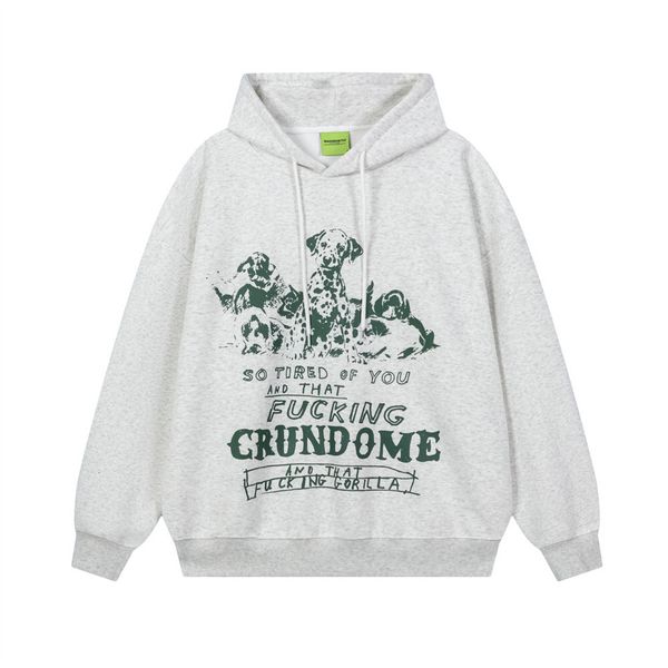 American street trendy spotted puppy print hooded sweatshirt for autumn and winter men, trendy brand loose casual pullover hoodie for sports