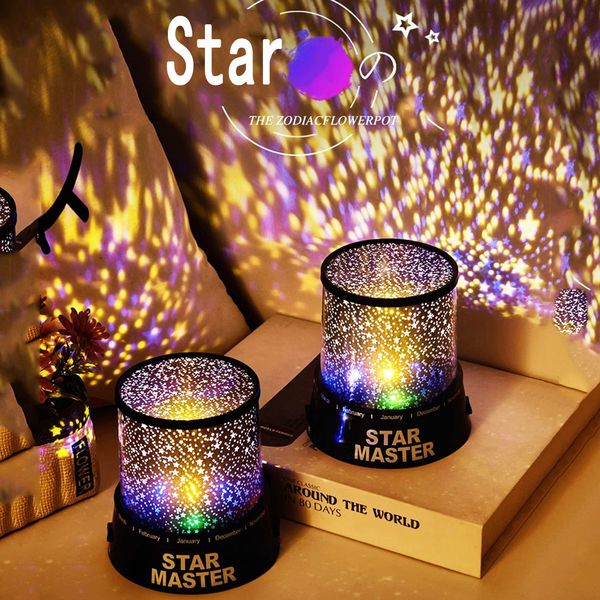 Toilet Paper Holders 1PC Dream rotating Pattern Starry Sky Light USB Romantic Bedside Atmosphere Bedroom creative Children&#039;s gift proje