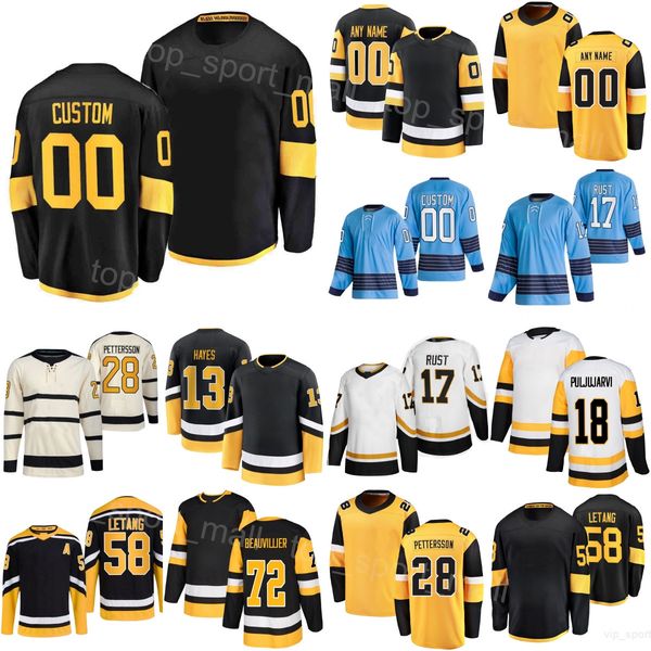 Ice Hockey 28 Marcus Pettersson Jerseys 58 Kris Letang 18 Jesse Puljujarvi 17 Bryan Rust 13 Kevin Hayes 72 Anthony Beauvillier Alternate Ret