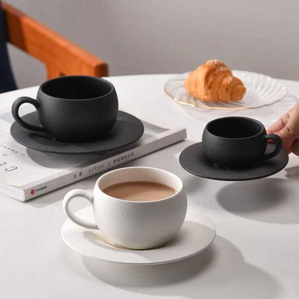 110ml280ml Exquisite Retro Style Ceramic Coffee Cup with Saucer Household resso Latte Cappuccino g Handmade Tea Cup Gifts Z250114