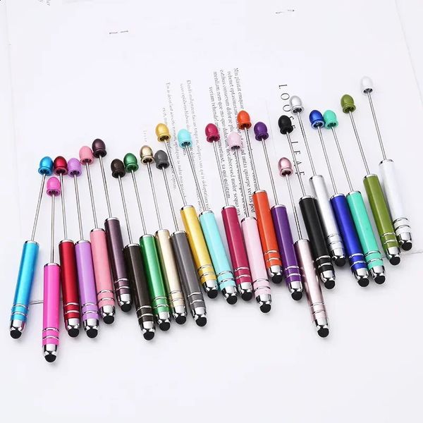 10pcsset Universal 2 in 1 Stylus Pens with Beaded Ballpoint Pens Touch Screen Touch Pen for All Capacitive Screen Beadable Pen 240809