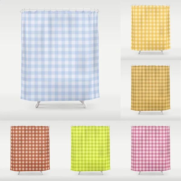 Simple Grid Pattern Bathroom Curtain Home Decoration Waterproof Bathtub Creative Personality Shower 240902