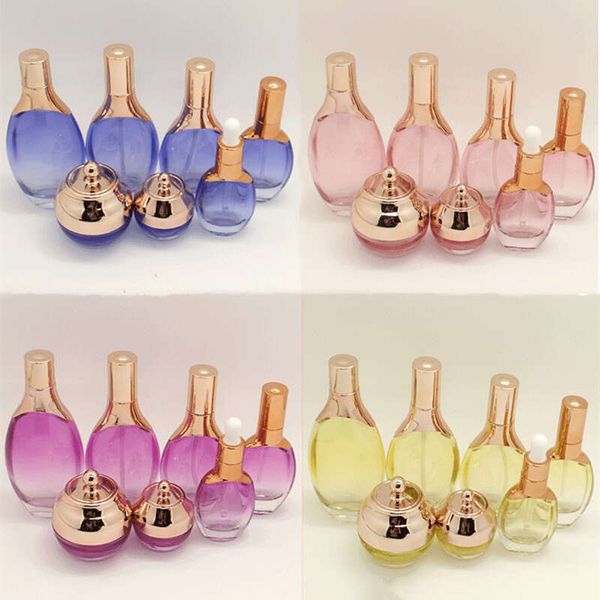 6Pcs 30-1Ml Cream Jar Lotion-Spray Glass Dropper -Toner Container Essential Oil Emulsion Skincare Makeup Empty Bottle