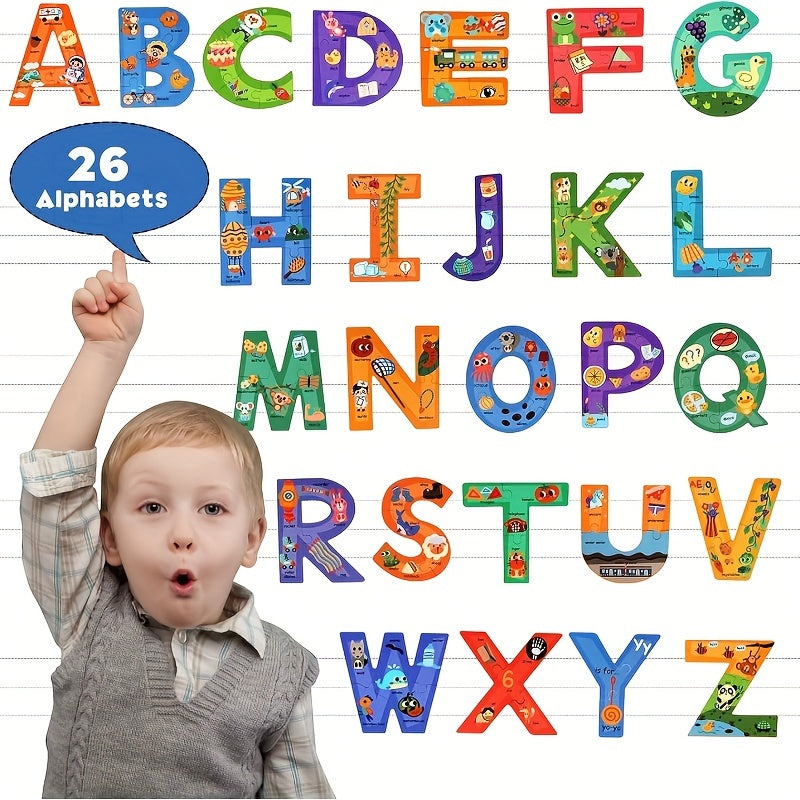 TEMU Wooden Alphabet Puzzle Is Suitable For Children Aged 3+, Is Suitable For Children Over 3, Words Alphabet Puzzle Toy Is Suitable For Preschool